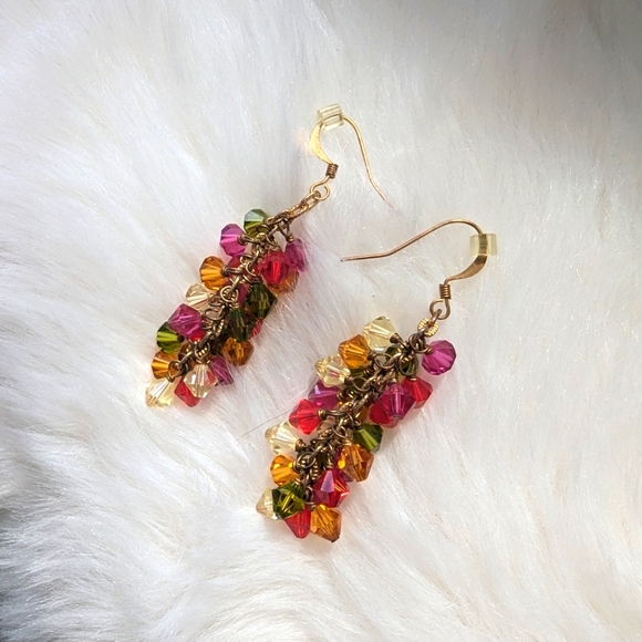💖 Handmade multicolored Crystal earrings from Mexico - Picture 3 of 4